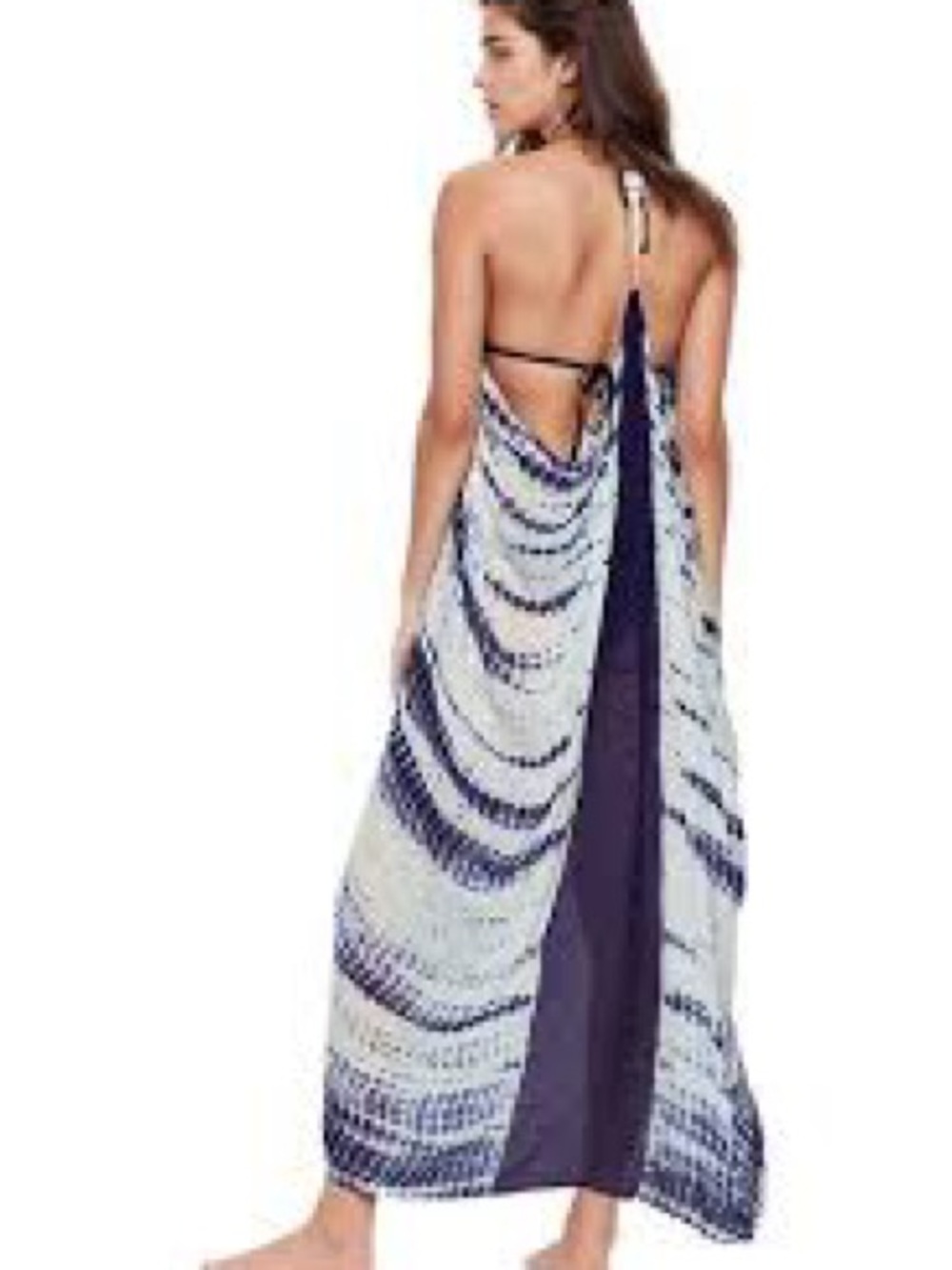 Pool to Party Navy & White Tie-Dye Backless SwimSuit Cover